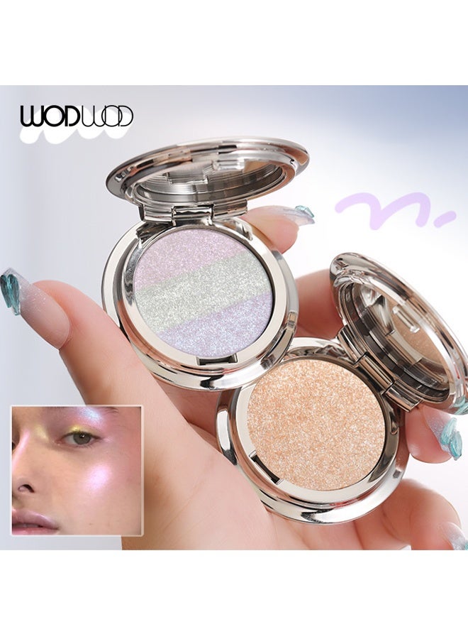 WOD Chameleon Face Highlighter Palette, Rainbow Glitter Metallic Eyeshadow Makeup Holographic Sparkling Color Shifting Long Wear Eye Brightener Inner Corner Illuminator Shimmer Highlighter - Image 3